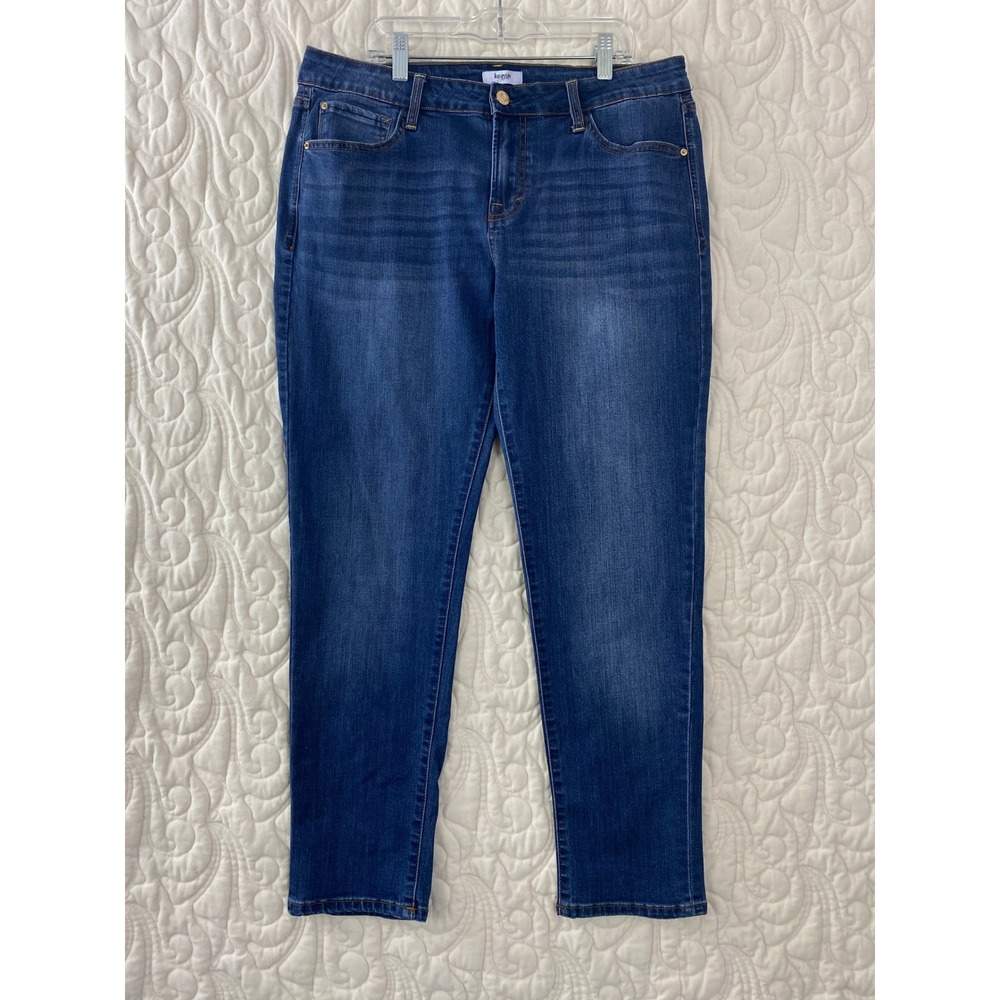 Kensie Jeans Straight Leg Mid Rise Womens 14 Blue Stretch Denim